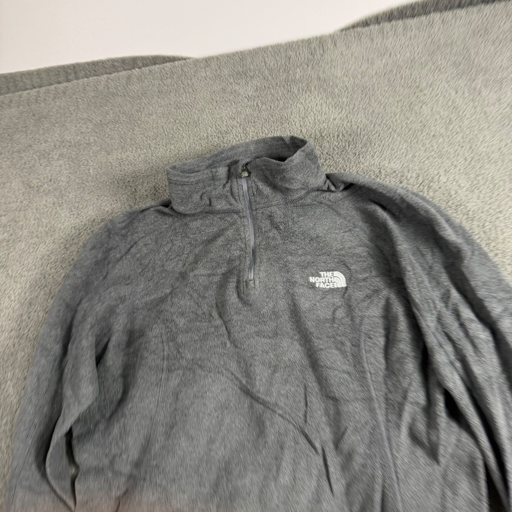 The North Face TKA 100 Quarter Zip Fleece Pullover Gray Mens Medium